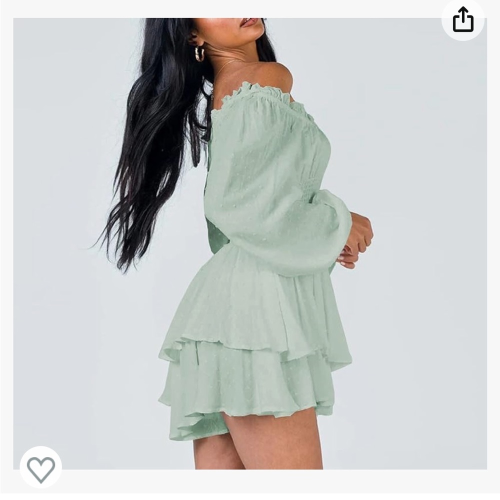 NEW* off the shoulder , light green romper - Picture 4 of 9